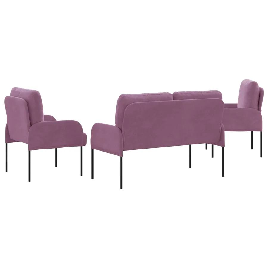 Ensembles de canapés 3 pcs Violet 115 x 56 x 80 cm Contreplaqué - 7