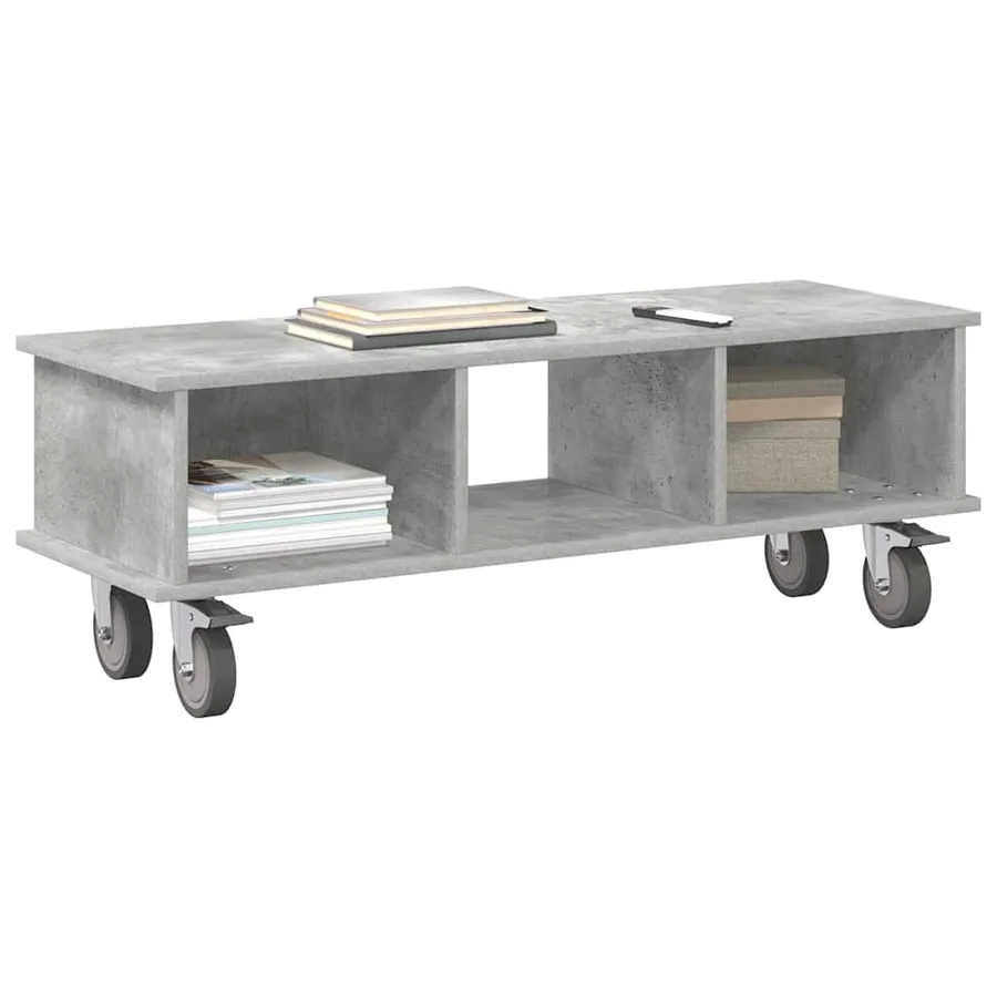 Meuble TV Gris béton 100 x 35 x 35 cm Bois d'ingénierie - 3