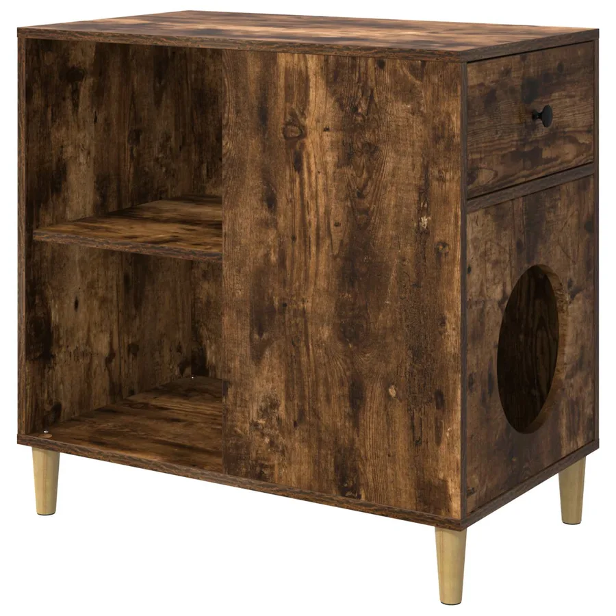 Maison pour chat Chêne fumé 72 x 42.5 x 70 cm Bois d'ingénierie - 2