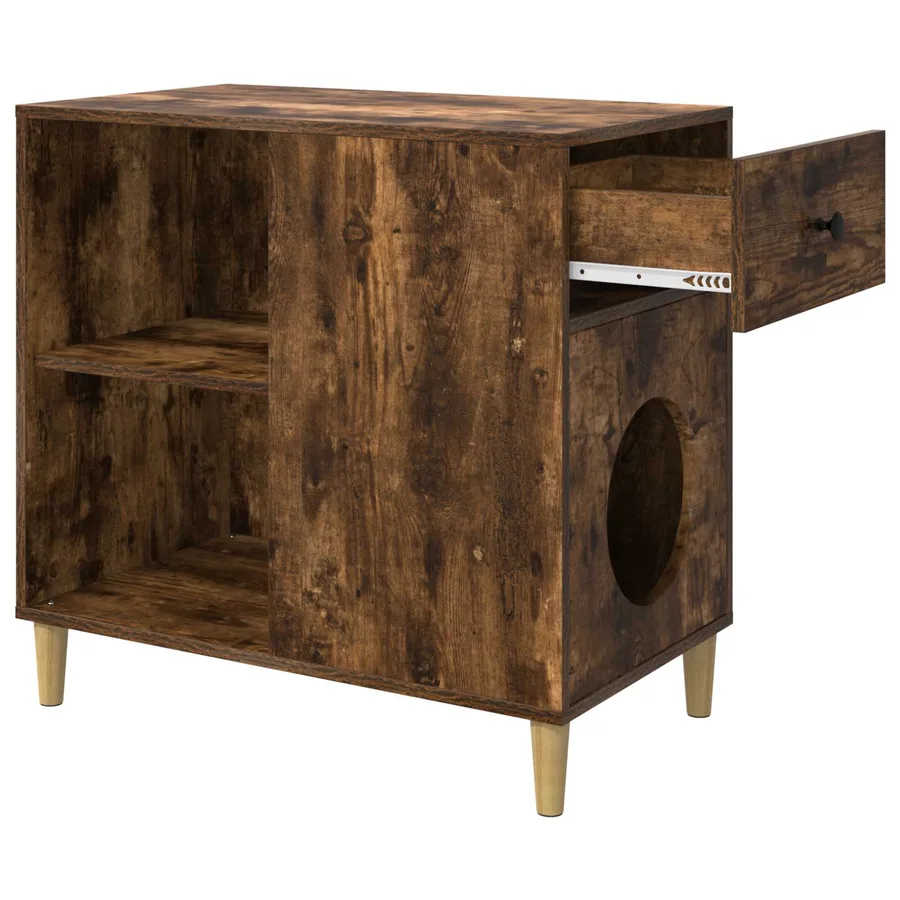 Maison pour chat Chêne fumé 72 x 42.5 x 70 cm Bois d'ingénierie - 5
