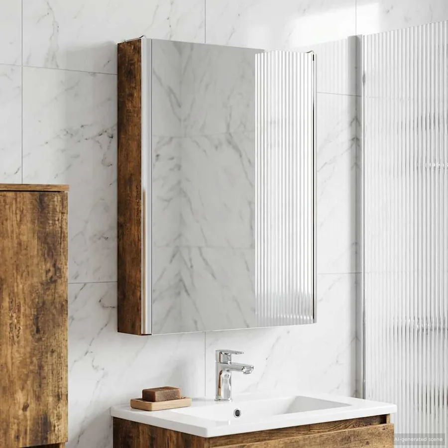 Armoire Miroir de Salle de Bain Chêne fumé 43 x 11,5 x 60,5 cm