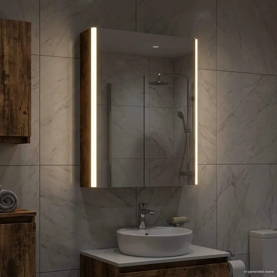 Armoire Miroir de Salle de Bain Chêne fumé 43 x 11,5 x 60,5 cm - 4
