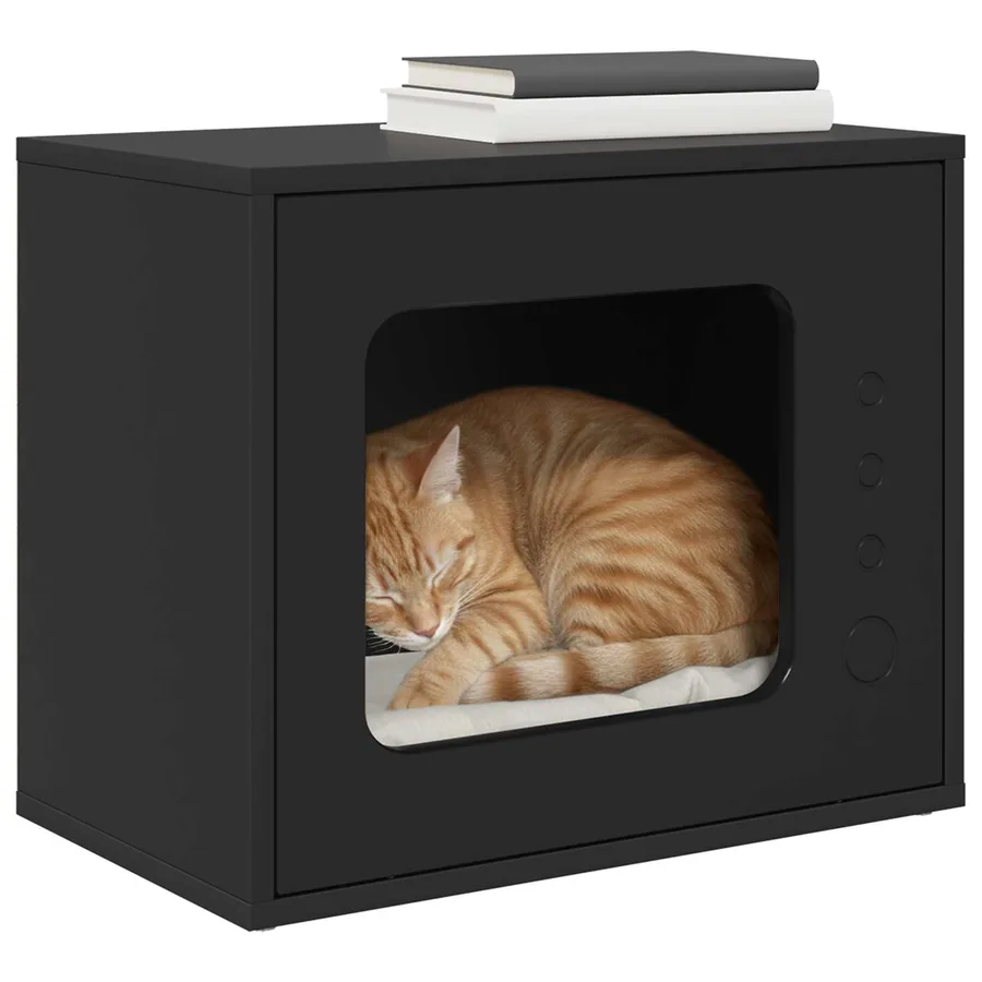 Maison pour chat Noir 51 x 30 x 42,5 cm Bois d'ingénierie - 3