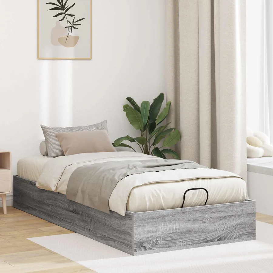 Cadre de lit ottoman Gris Sonoma 203 x 100 x 25 cm