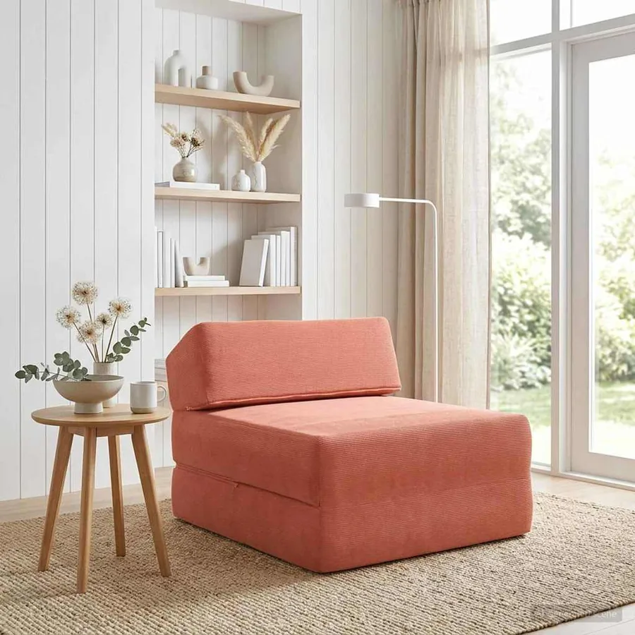 Canapé-lit pliable Rouge orange 60 x 70 x 41 cm Tissu