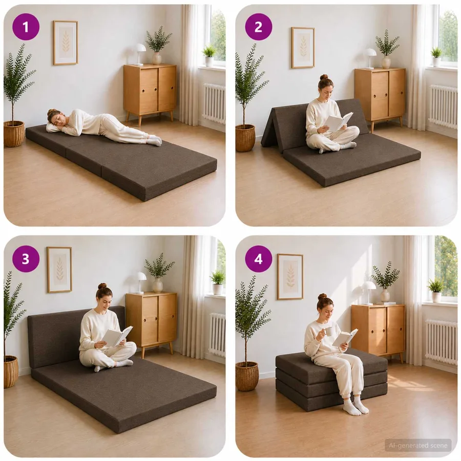 Canapé-lit pliable 90 x 67 x 45 cm Taupe - 9