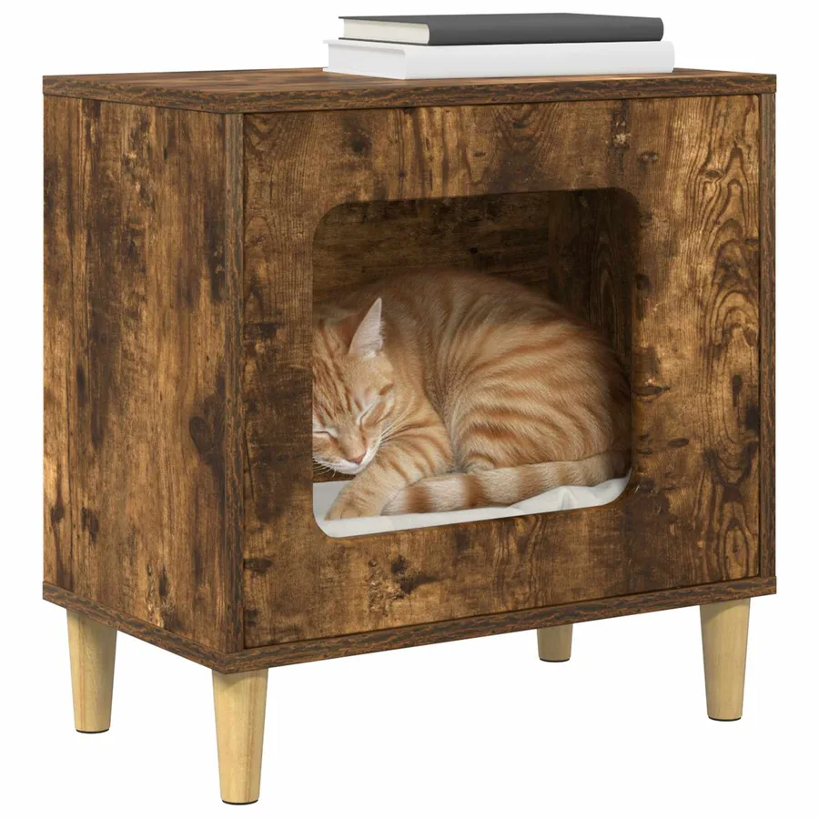 Maison pour chat Chêne fumé 51 x 30 x 52 cm Bois d'ingénierie - 3
