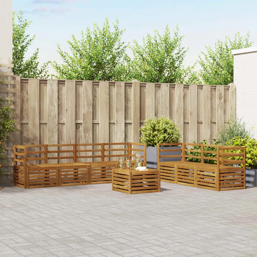 Ensembles de canapés 8 pcs Naturel Bois d'Acacia Massif