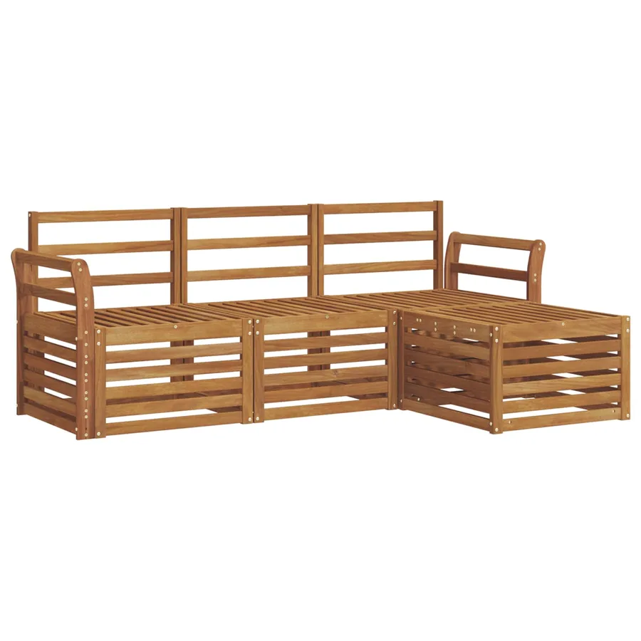 Ensemble de canapés d'extérieur 4 pcs Naturel - 2