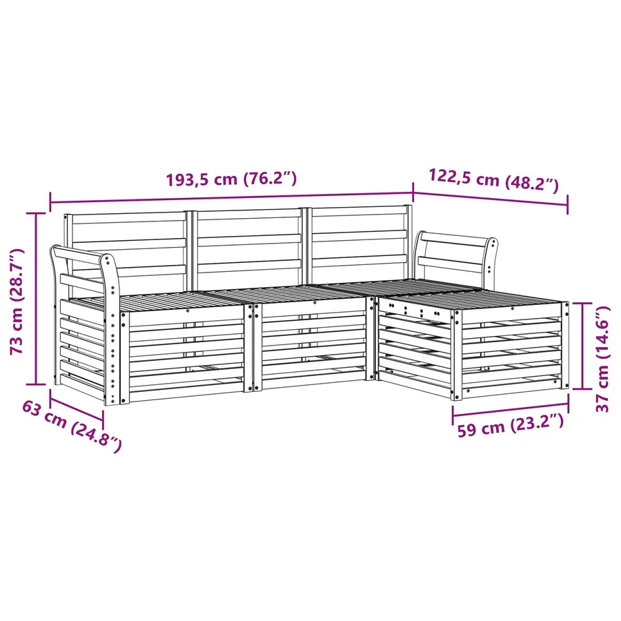 Ensemble de canapés d'extérieur 4 pcs Naturel - 8