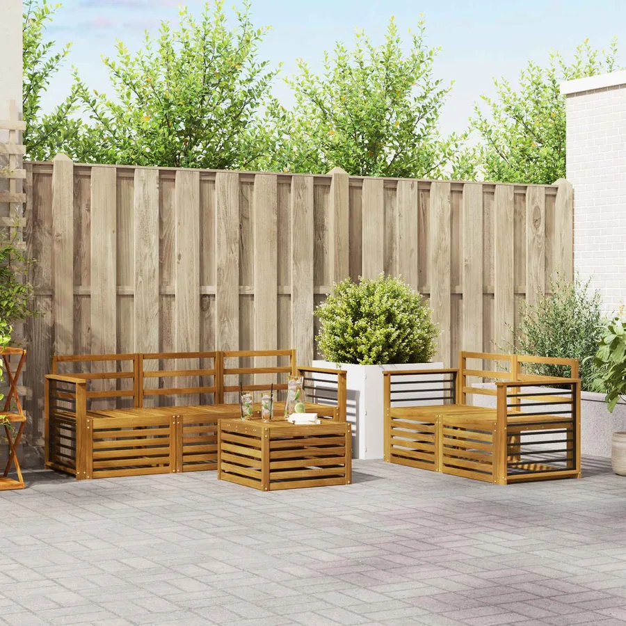 Ensembles de canapés 6 pcs Naturel Bois d'Acacia Massif