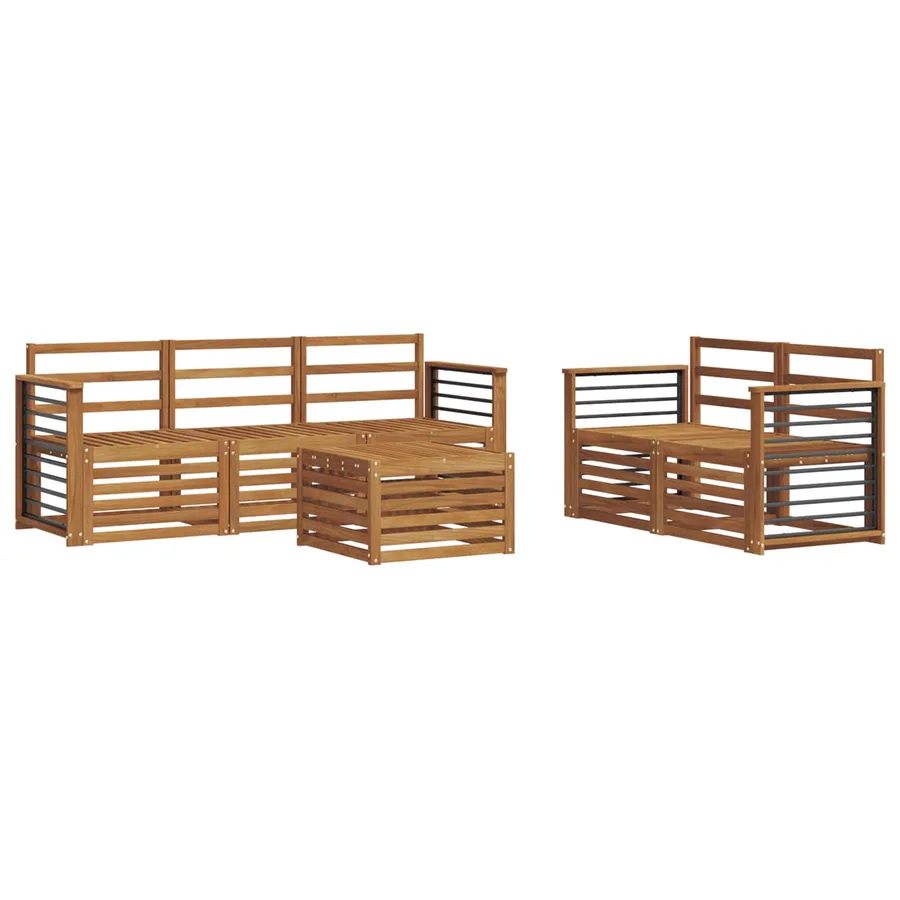 Ensembles de canapés 6 pcs Naturel Bois d'Acacia Massif - 2