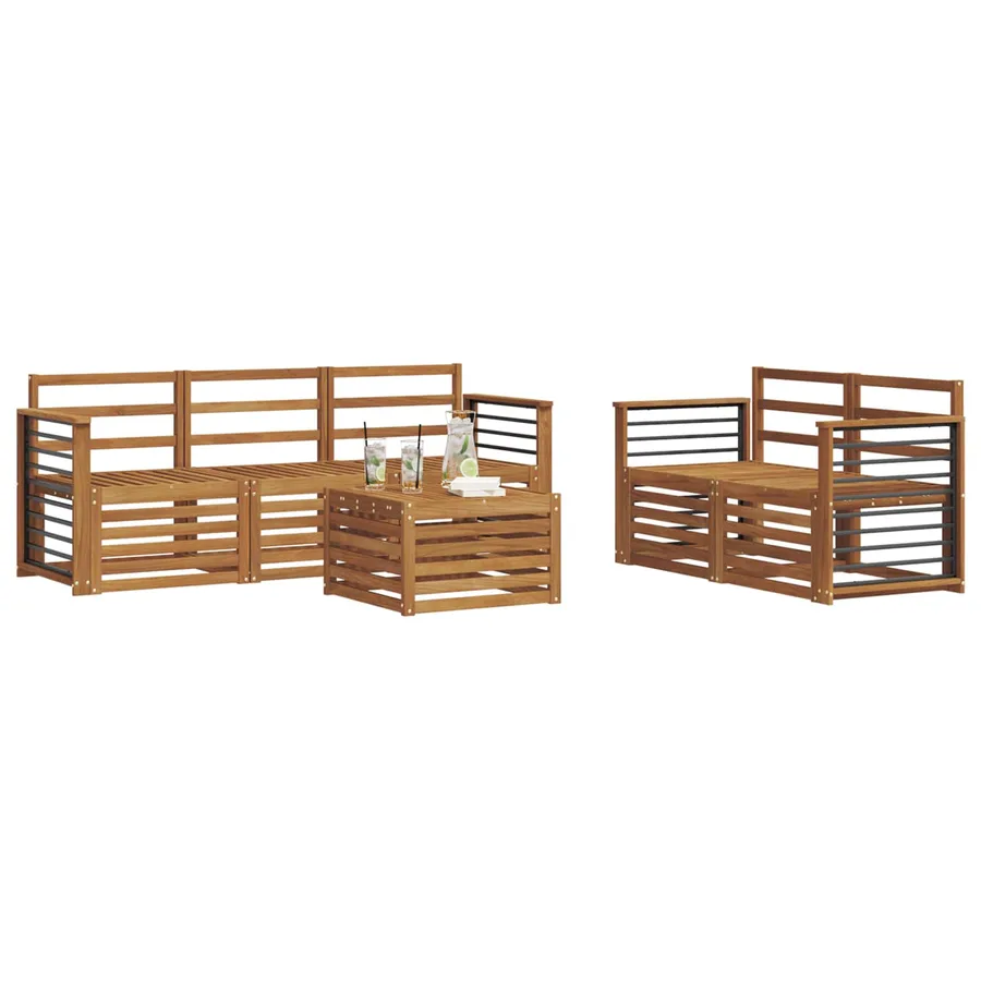 Ensembles de canapés 6 pcs Naturel Bois d'Acacia Massif - 3