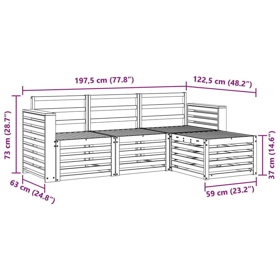 Ensemble de canapés d'extérieur 4 pcs Naturel - 8