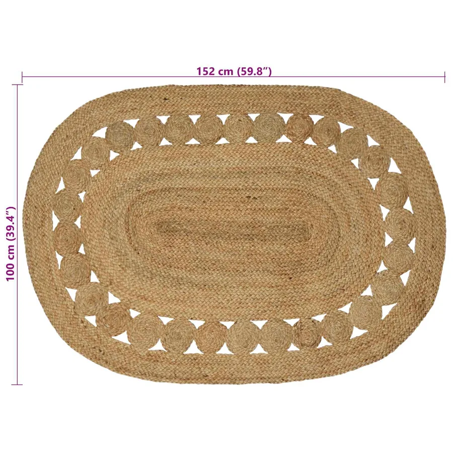 Tapis de surface Naturel 100 x 152 cm Jute - 7