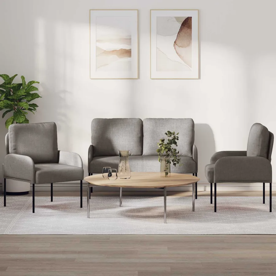 Ensembles de canapés 3 pcs Taupe 115 x 56 x 80 cm Contreplaqué