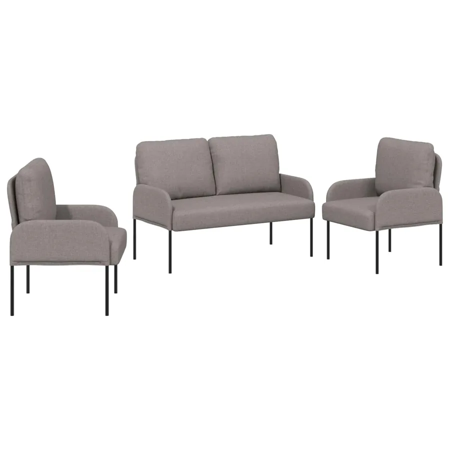 Ensembles de canapés 3 pcs Taupe 115 x 56 x 80 cm Contreplaqué - 2