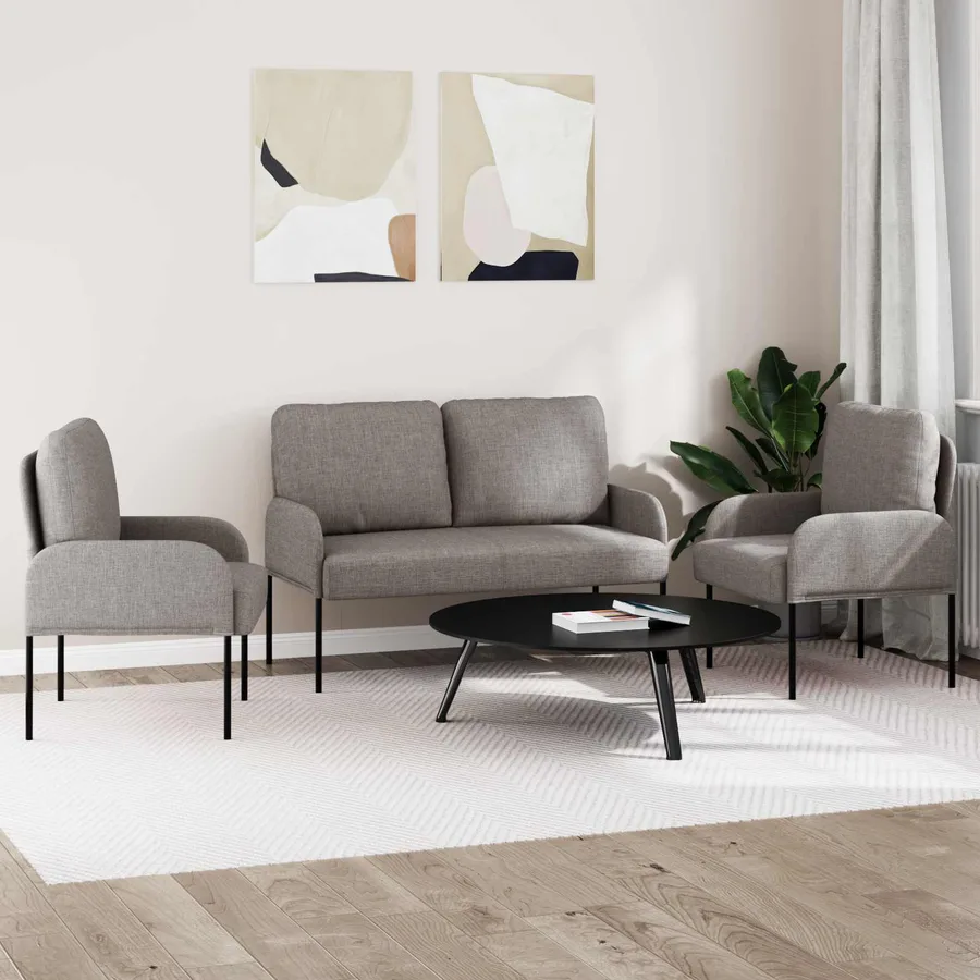 Ensembles de canapés 3 pcs Taupe 115 x 56 x 80 cm Contreplaqué - 3