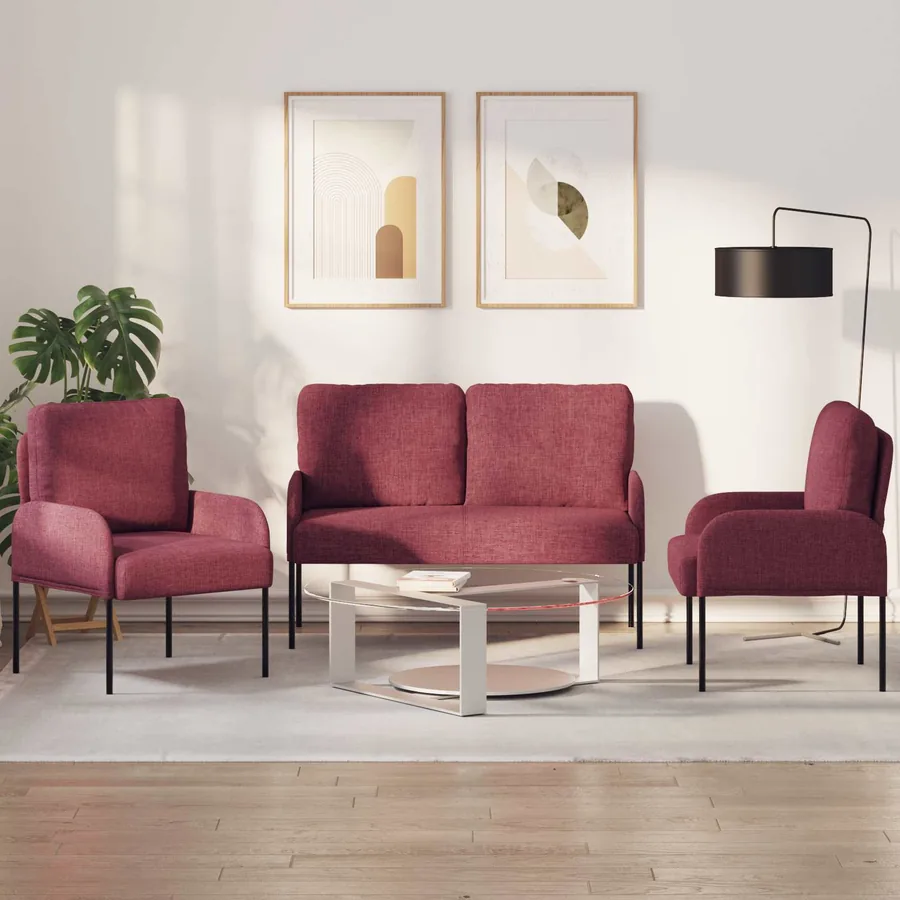 Ensembles de canapés 3 pcs Bordeaux 115 x 56 x 80 cm