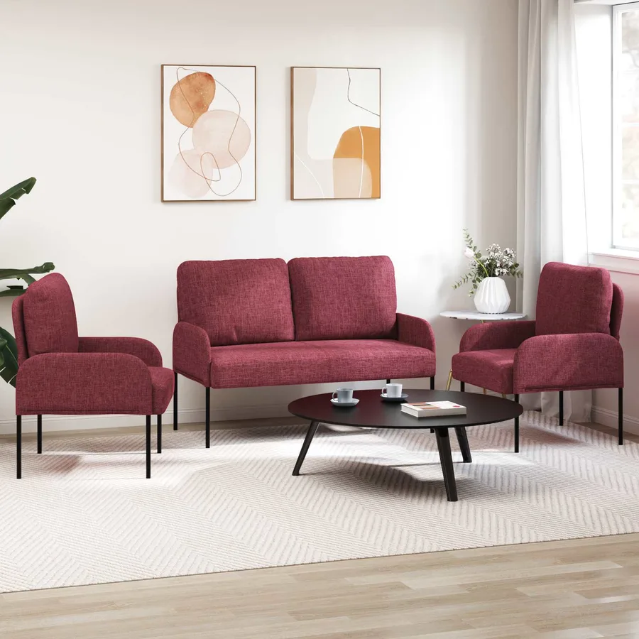 Ensembles de canapés 3 pcs Bordeaux 115 x 56 x 80 cm - 3