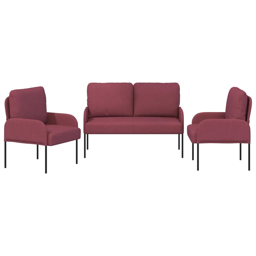 Ensembles de canapés 3 pcs Bordeaux 115 x 56 x 80 cm - 6