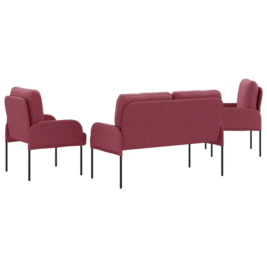 Ensembles de canapés 3 pcs Bordeaux 115 x 56 x 80 cm - 7