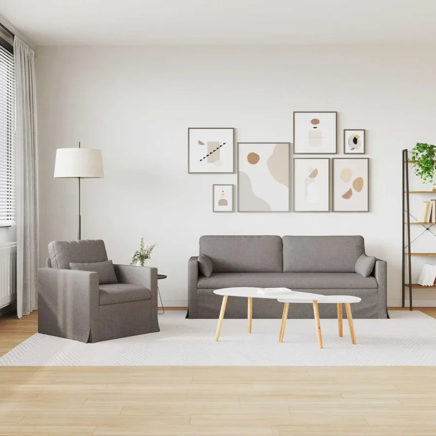 Ensemble de Canapés 2 pcs Taupe 198 x 78 x 80 cm tissu - 3