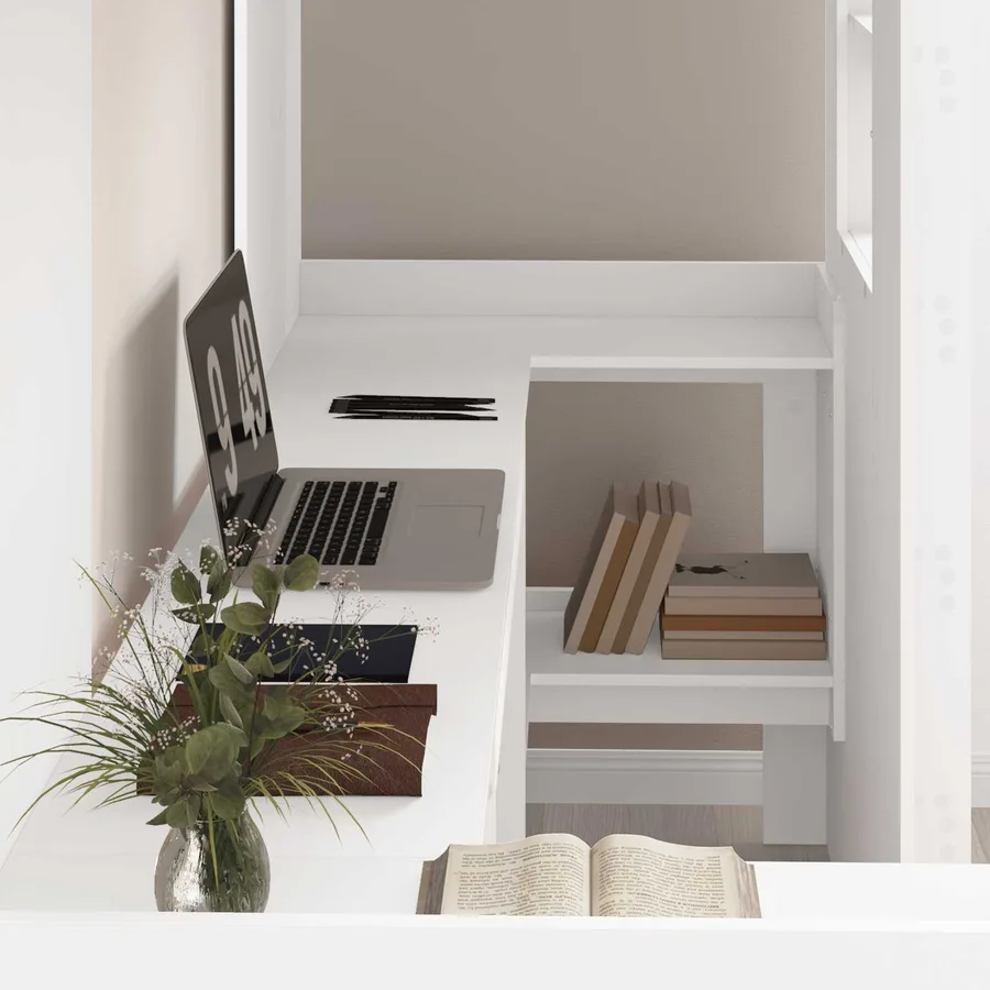 Cadre de lit superposé avec bureau Blanc 75 x 190 cm - 3