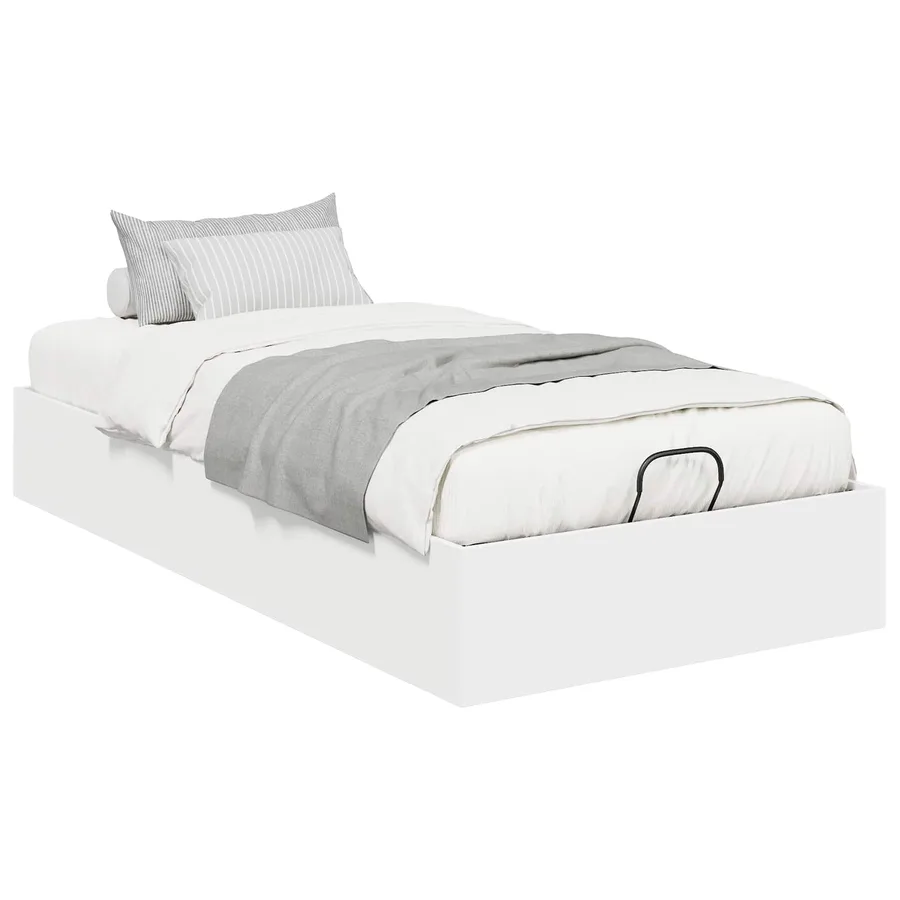 Cadre de lit ottoman Blanc 75,5 x 190 cm Bois d’ingénierie - 3