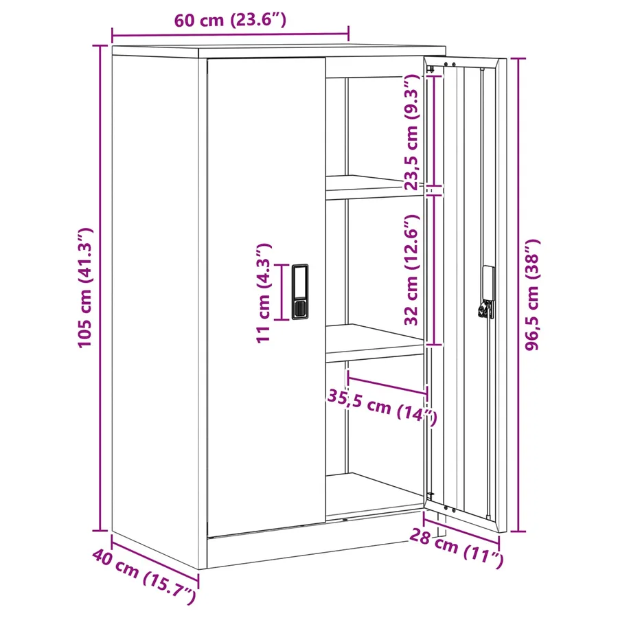 Armoire de rangement Jaune moutarde 60 x 40 x 105 cm Acier - 13