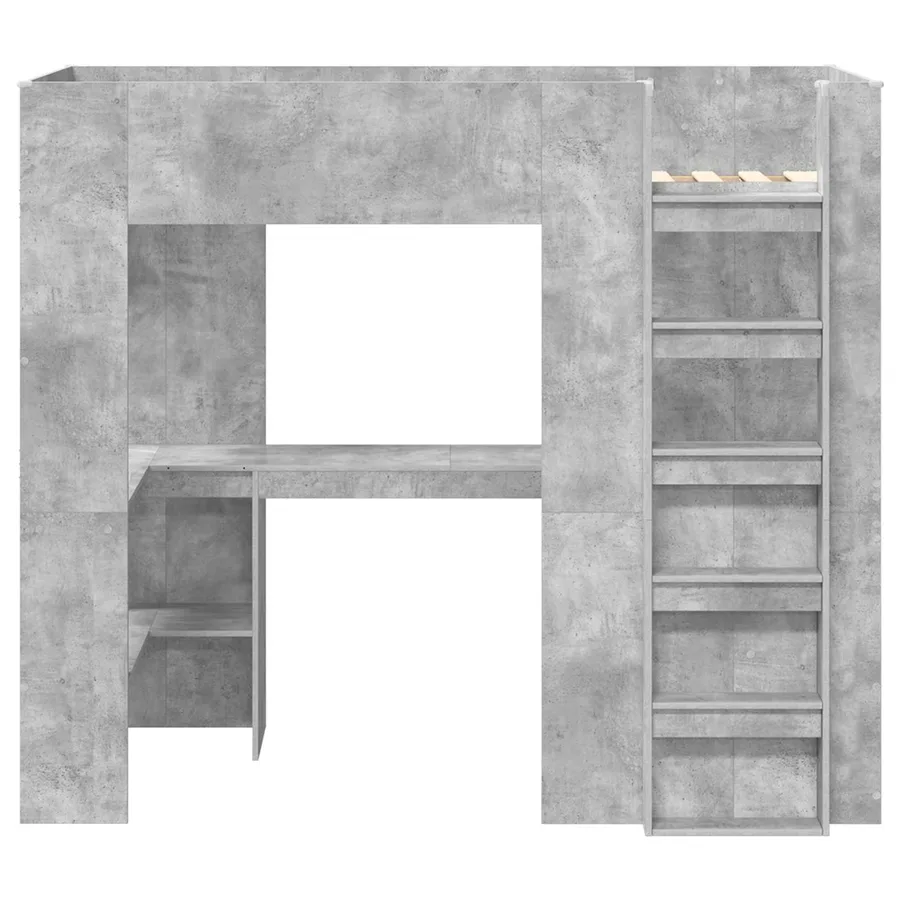 Cadre de lit superposé avec bureau Gris béton 80 x 200 cm - 5