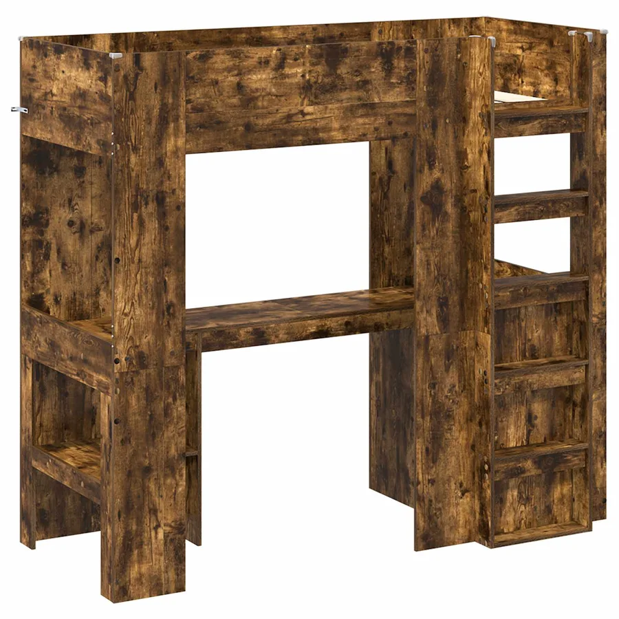 Cadre de lit superposé avec bureau Chêne fumé 75 x 190 cm - 4