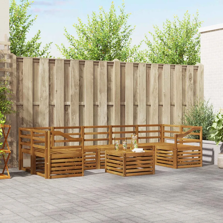 Ensembles de canapés 8 pcs Naturel Bois d'Acacia Massif