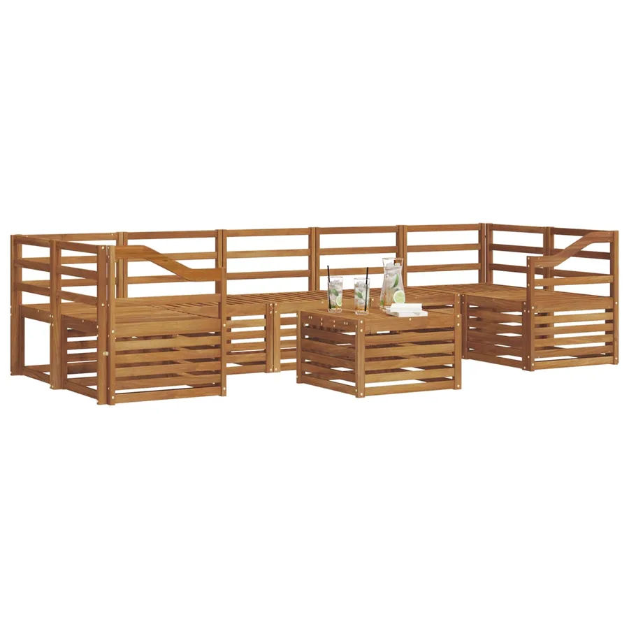 Ensembles de canapés 8 pcs Naturel Bois d'Acacia Massif - 3