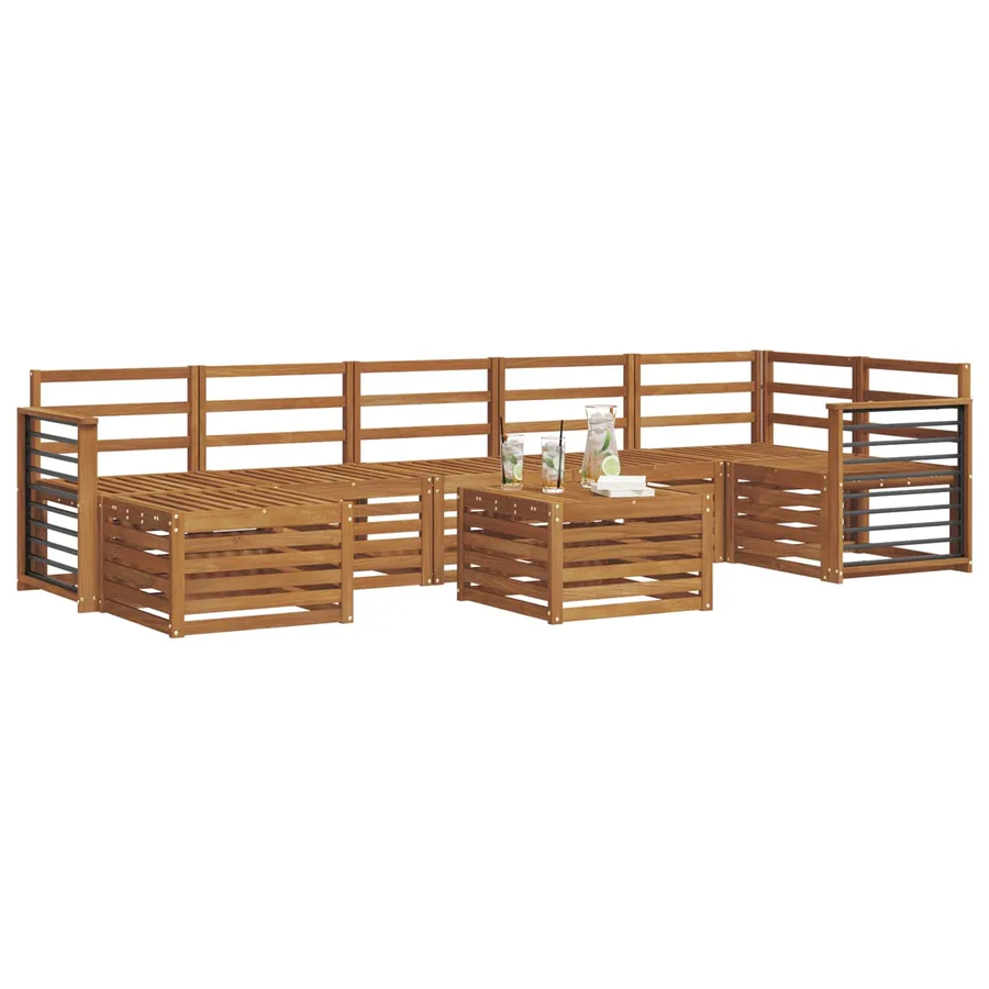 Ensembles de canapés 8 pcs Naturel Bois d'Acacia Massif - 3