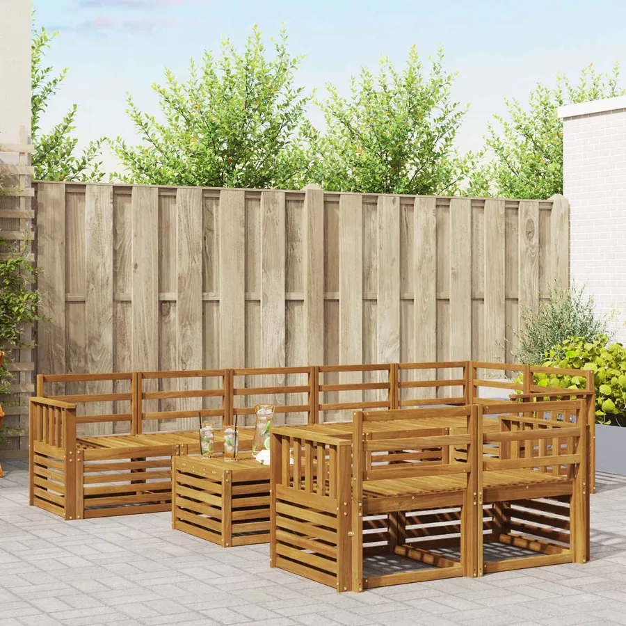 Ensembles de canapés 9 pcs Naturel Bois d'Acacia Massif