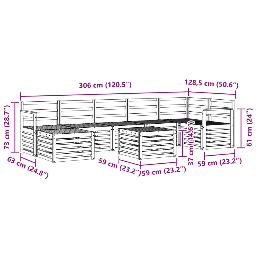 Ensemble de canapés d'extérieur 8 pcs Naturel - 11