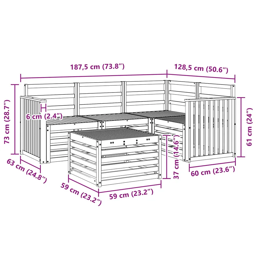 Ensemble de canapés d'extérieur 5 pcs Naturel - 8