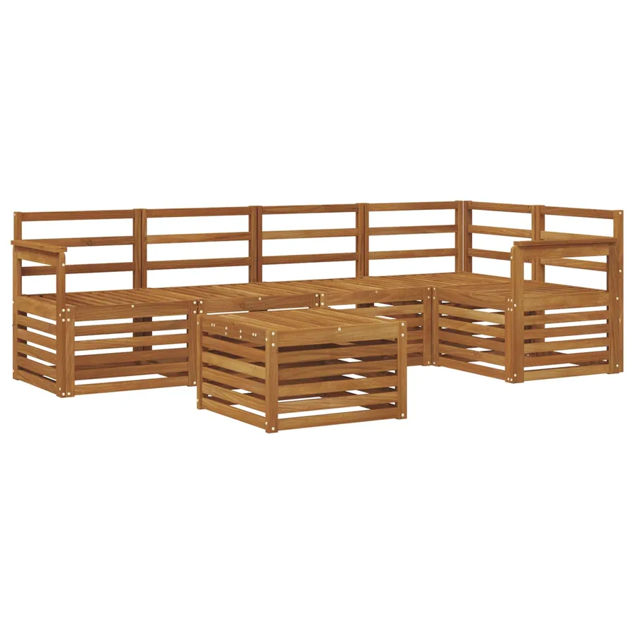 Ensemble de canapé d'angle 6 pcs Naturel Bois d'Acacia Massif - 2