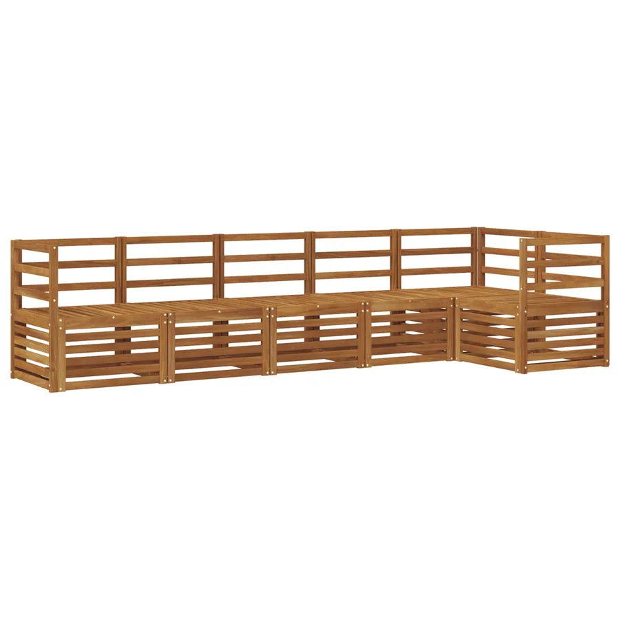 Ensemble de canapé d'angle 6 pcs Naturel Bois d'Acacia Massif - 2