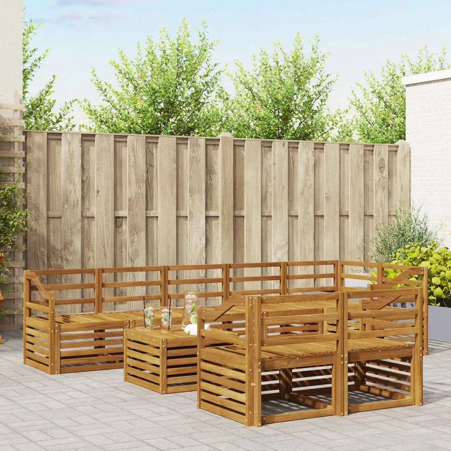 Ensembles de canapés 9 pcs Naturel Bois d'Acacia Massif