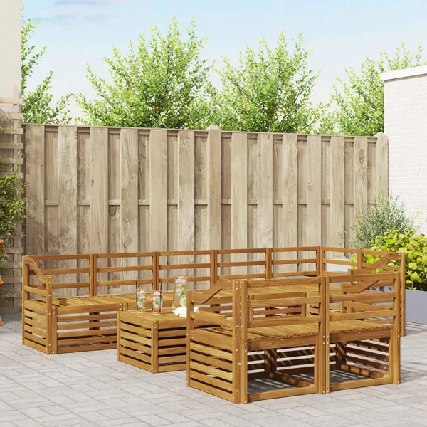 Ensembles de canapés 9 pcs Naturel Bois d'Acacia Massif