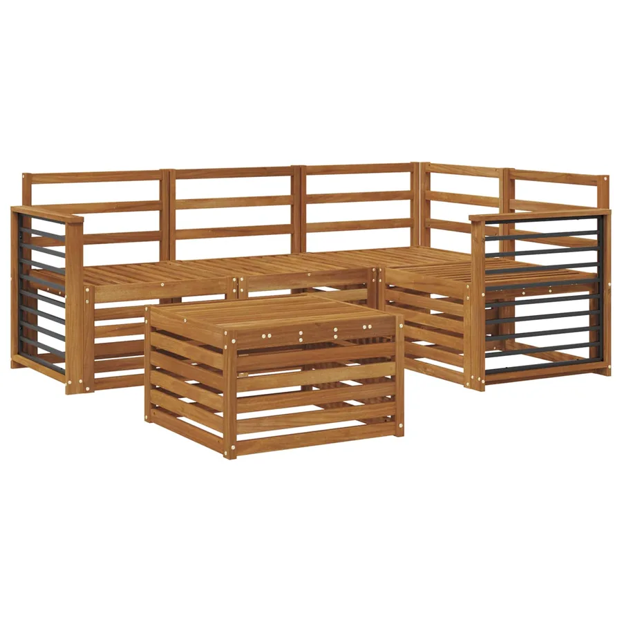 Ensemble de canapés d'extérieur 5 pcs Naturel - 2