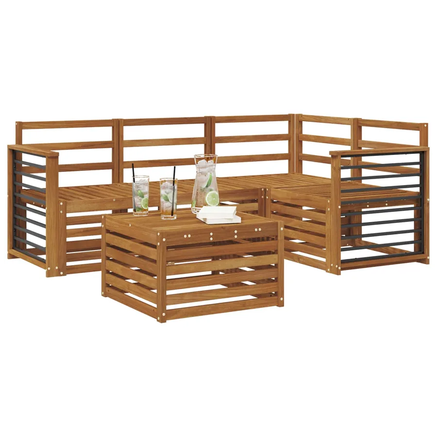 Ensemble de canapés d'extérieur 5 pcs Naturel - 3
