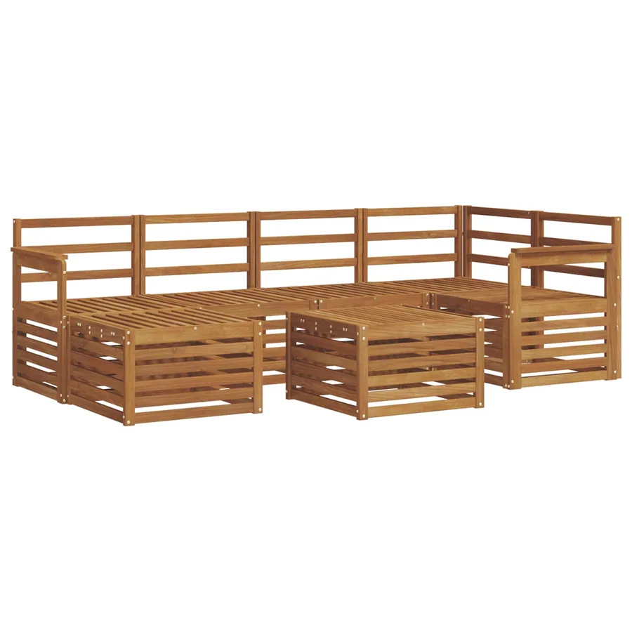 Ensemble de canapé d'angle 7 pcs Naturel Bois d'Acacia Massif - 2