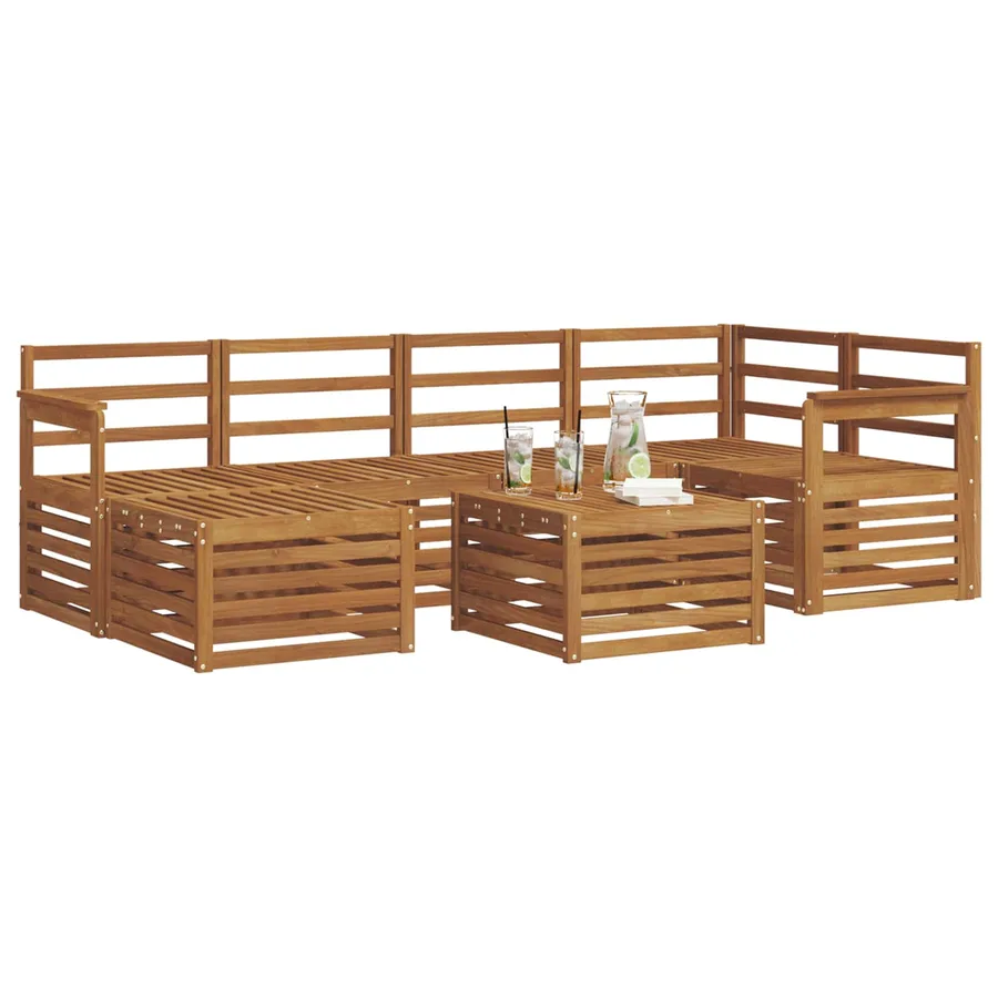 Ensemble de canapé d'angle 7 pcs Naturel Bois d'Acacia Massif - 3