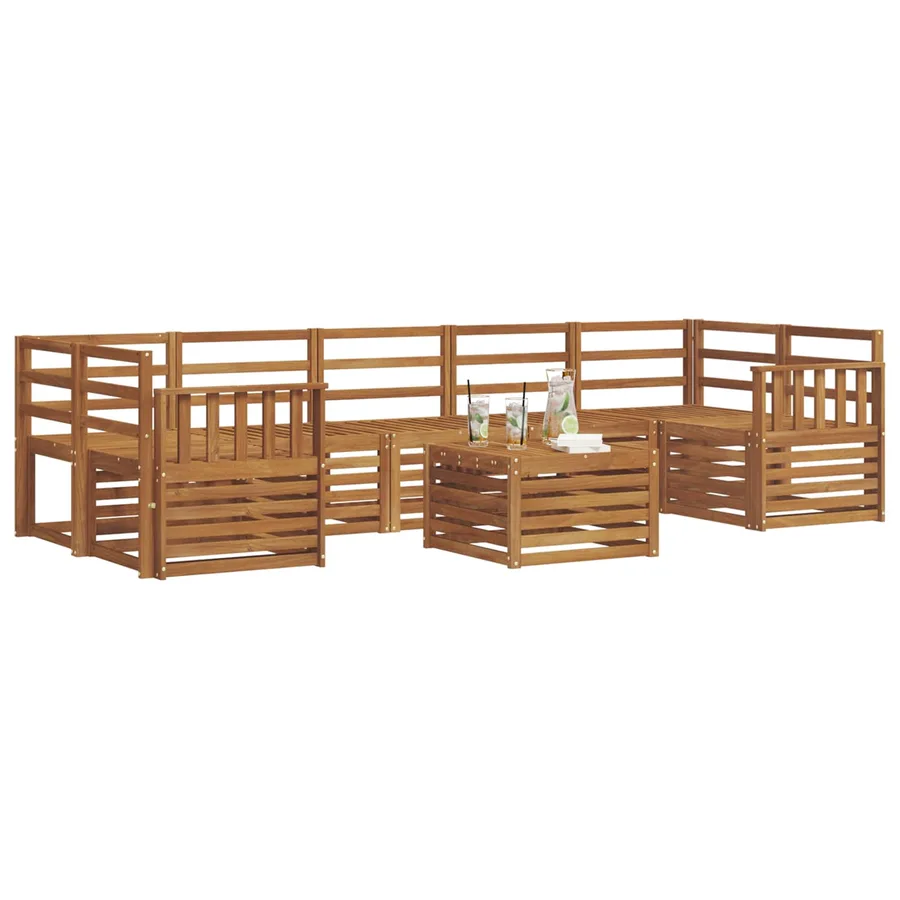 Ensembles de canapés 8 pcs Naturel Bois d'Acacia Massif - 3