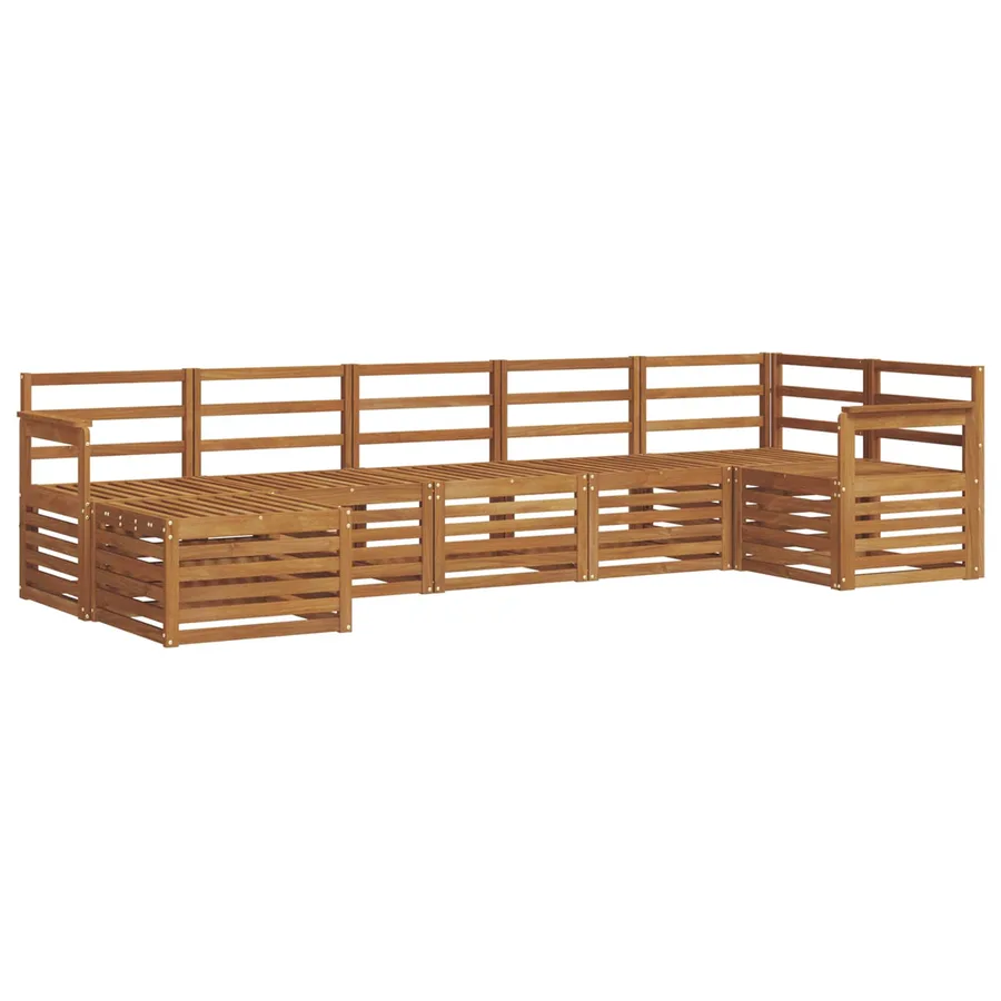 Ensemble de canapé d'angle 7 pcs Naturel Bois d'Acacia Massif - 2