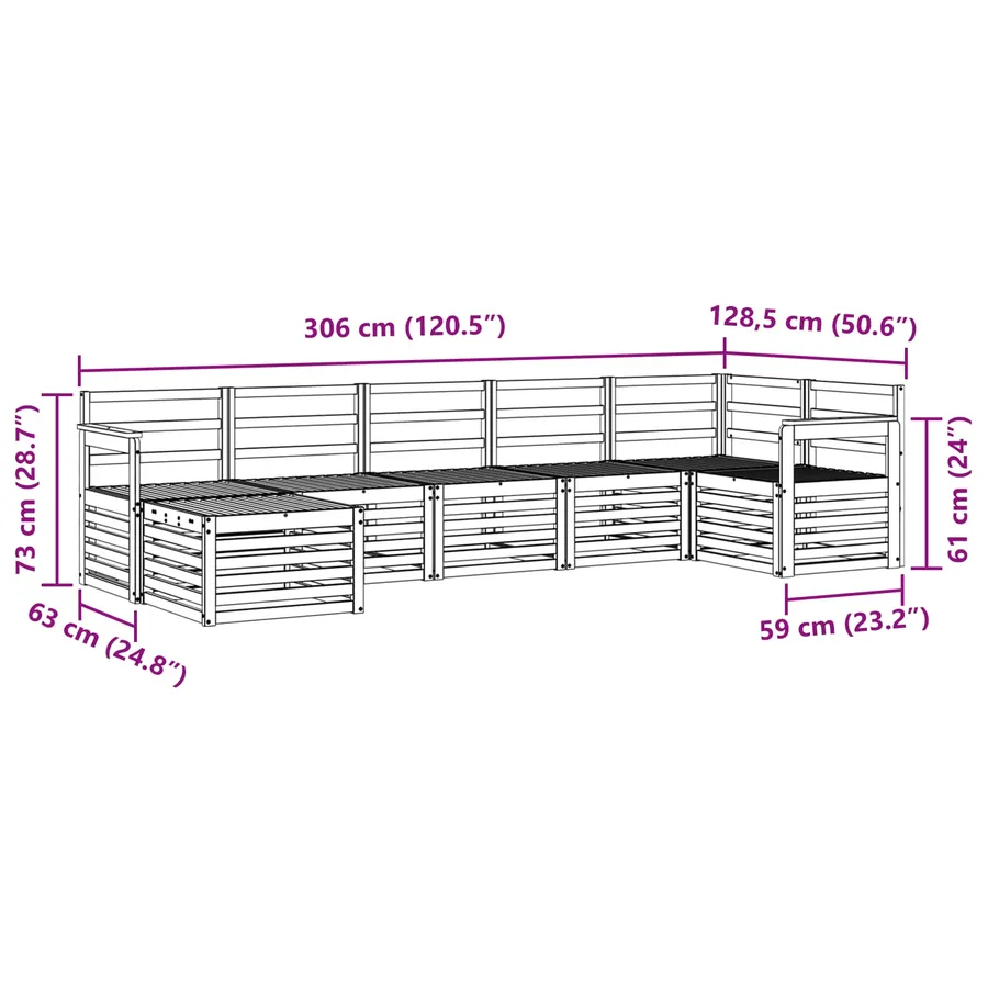 Ensemble de canapé d'angle 7 pcs Naturel Bois d'Acacia Massif - 9
