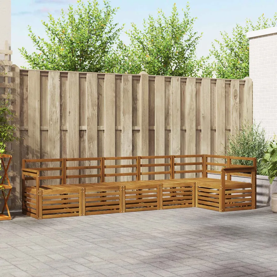Ensemble de canapé d'angle 6 pcs Naturel Bois d'Acacia Massif